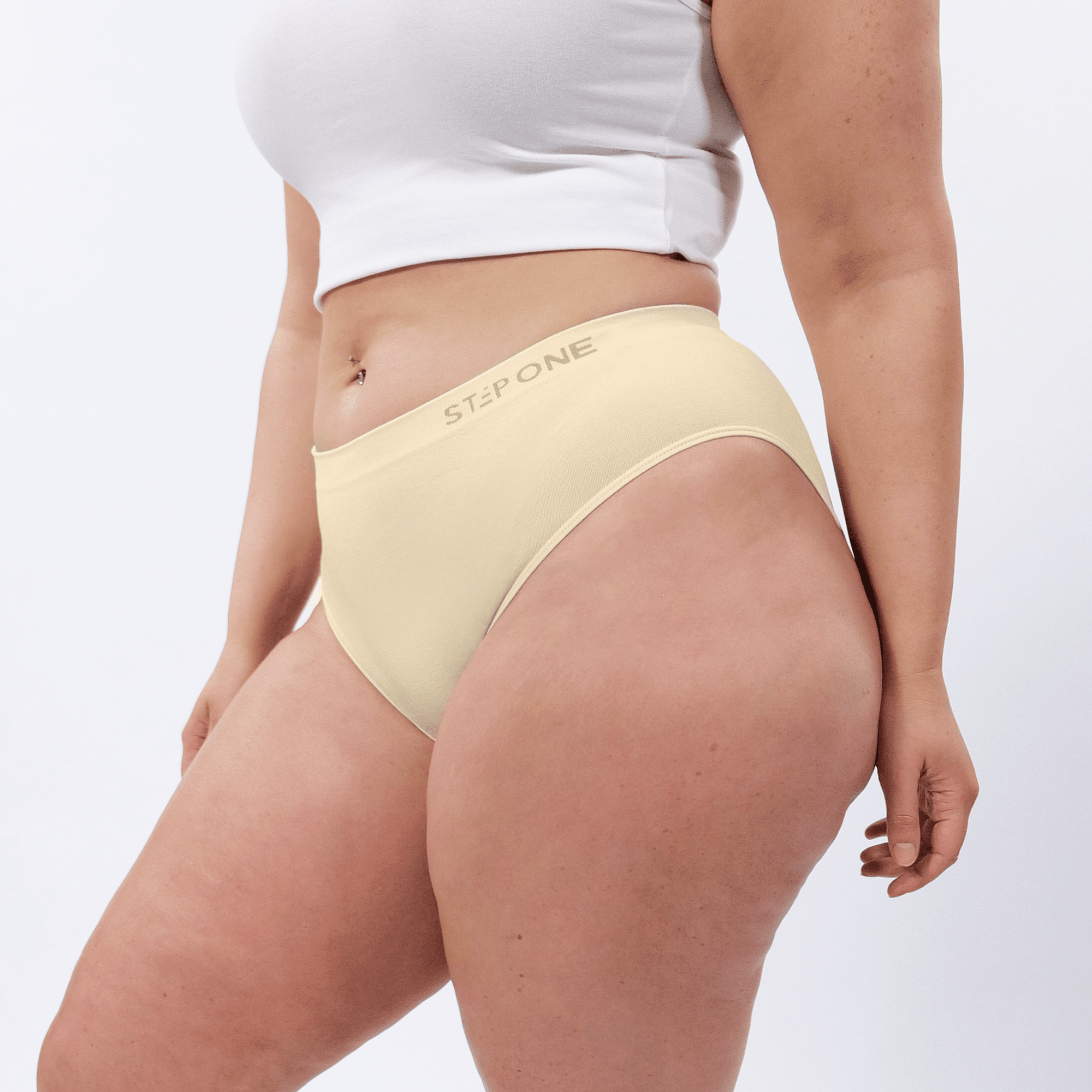 Women's Seamfree Bikini Brief - Chic Champagne - Model - #size_XL
