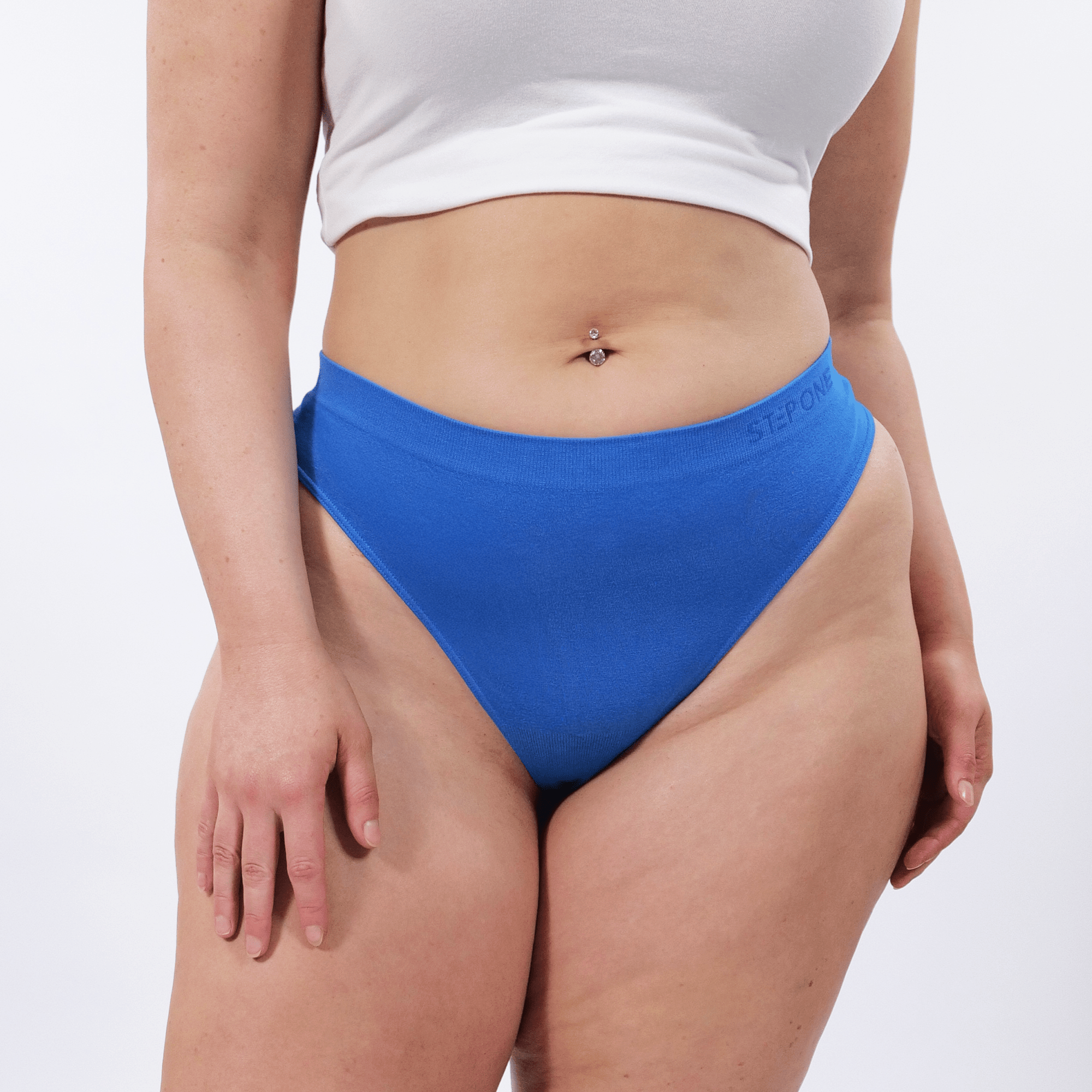 Women's Seamfree Thong - Blue Lagoon - Model - #size_2XL