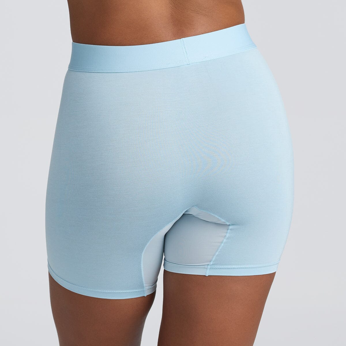 Women's Bamboo Underwear Body Short in Light Blue - Model:Yolanda