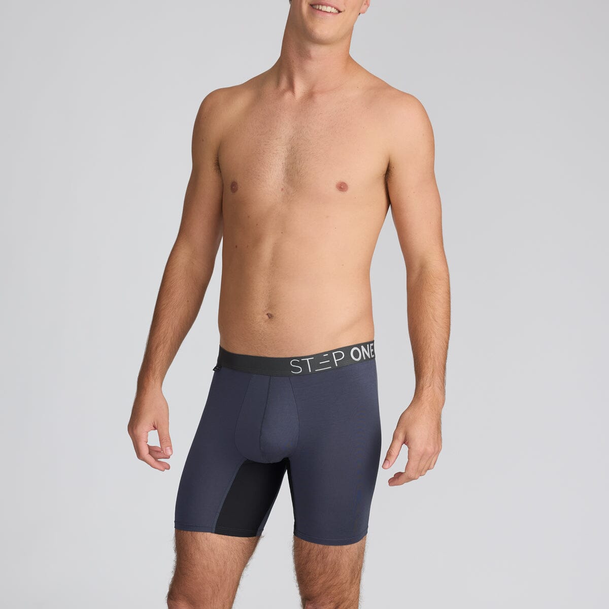 Boxer Brief Grey Men's Underwear with Black Panels - Model:Angus