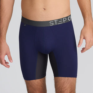 [EXP-A] Boxer Brief Dark Blue Men's Underwear with Black Panels - Model:Angus