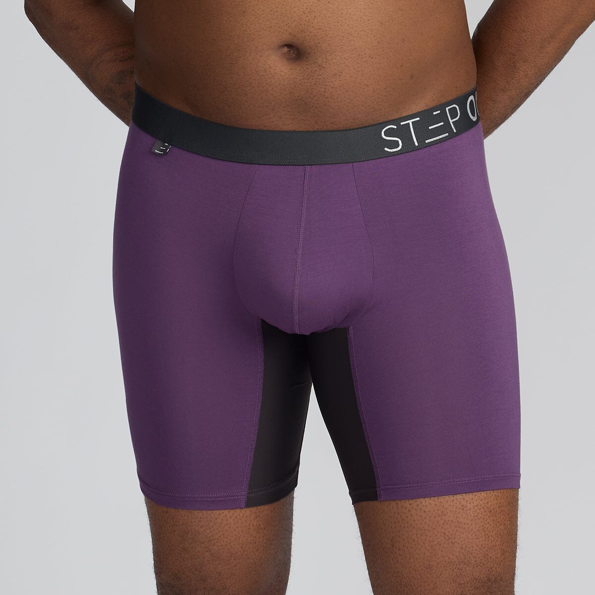 Men's Bamboo Underwear Boxers in purple - Model:Corey