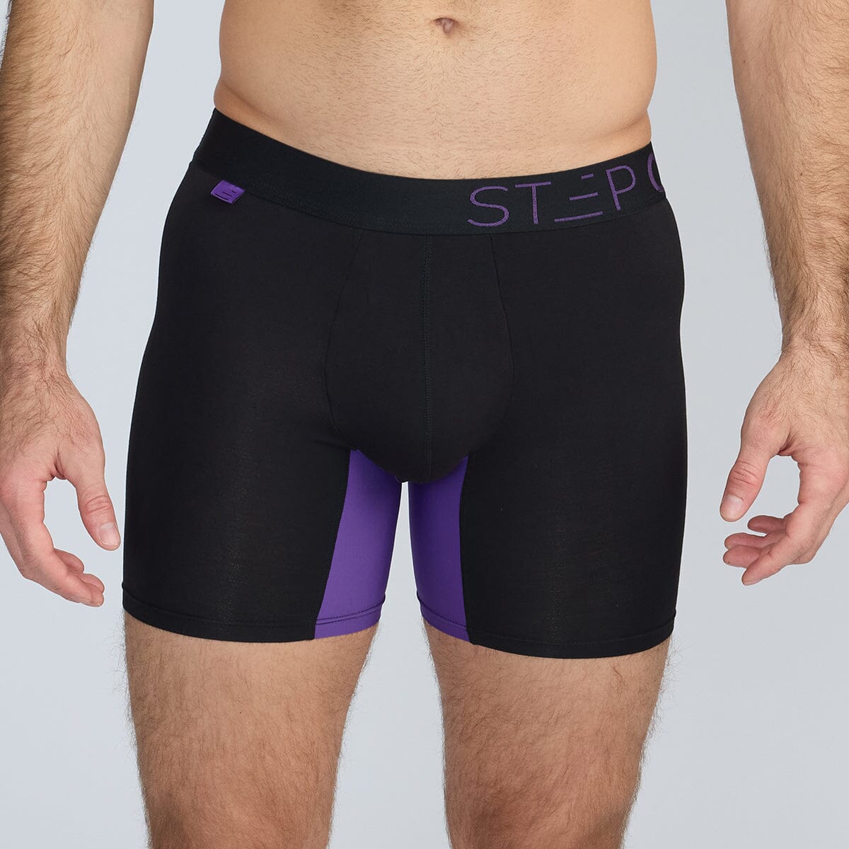 Boxer Brief - Black/Purple - Bamboo Underwear - Model:Skyler