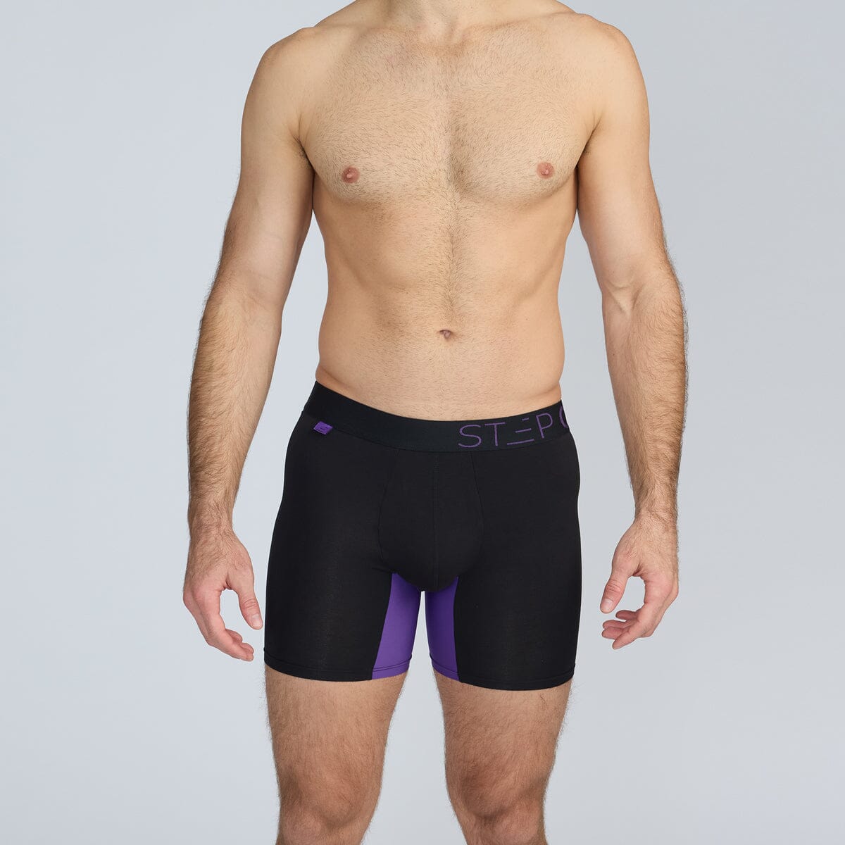 Boxer Brief - Black/Purple - Bamboo Underwear - Model:Skyler