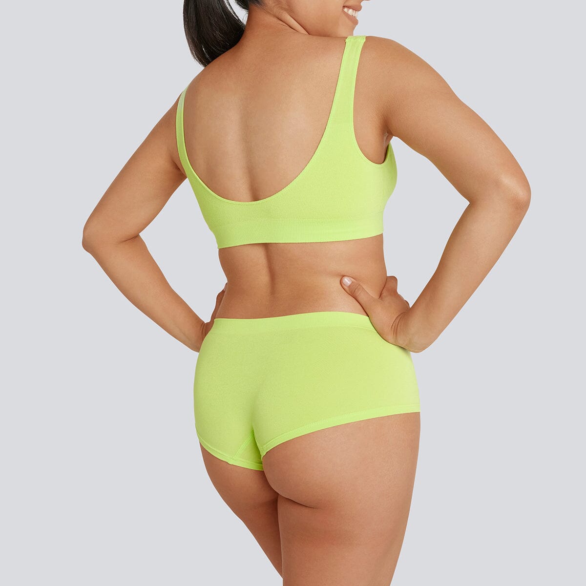 Women's SmoothFit Padded Bra - Acid Lime - Bamboo Underwear - Model:Natalia