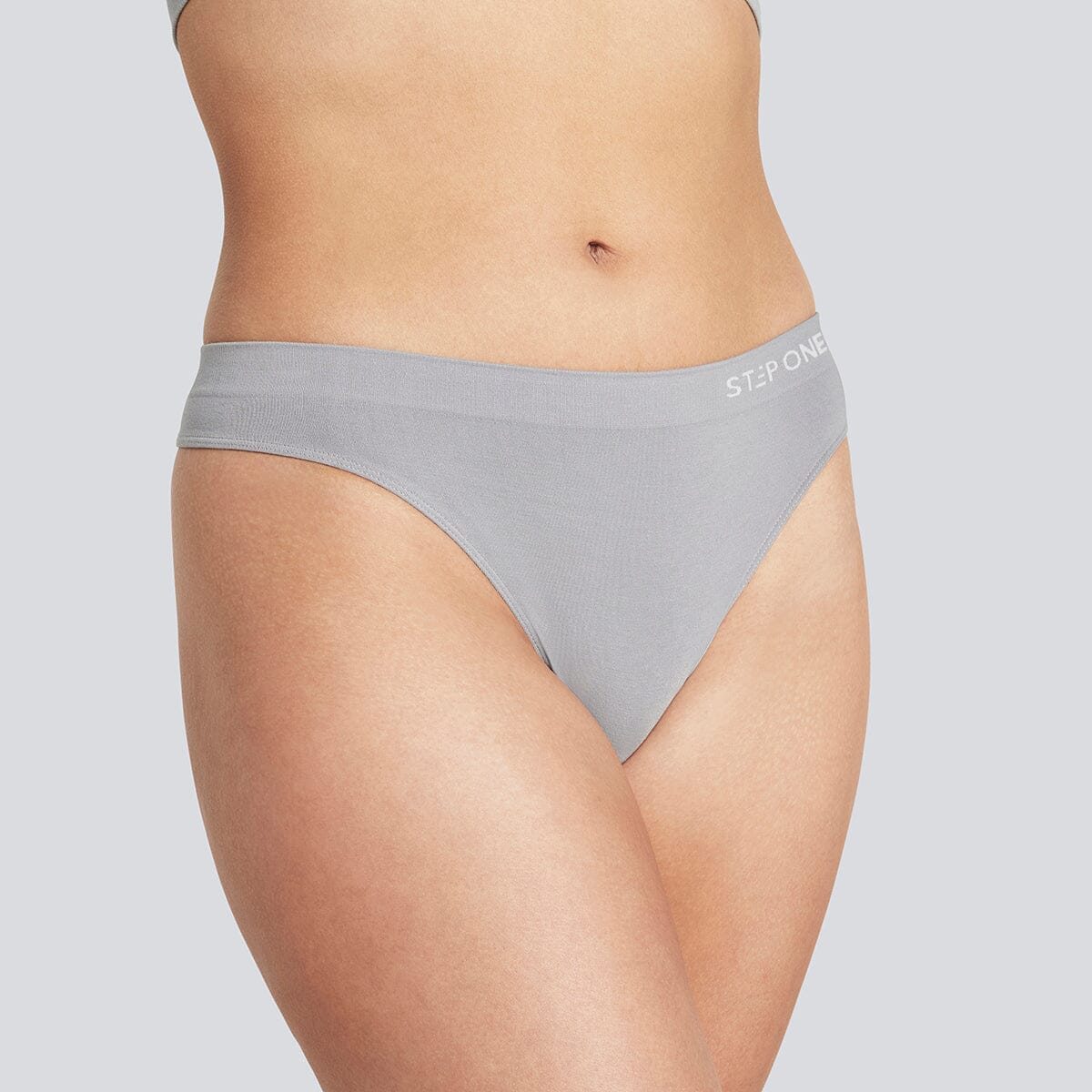 Women's SmoothFit Thong - Grey - Bamboo Underwear - Model:Natalia