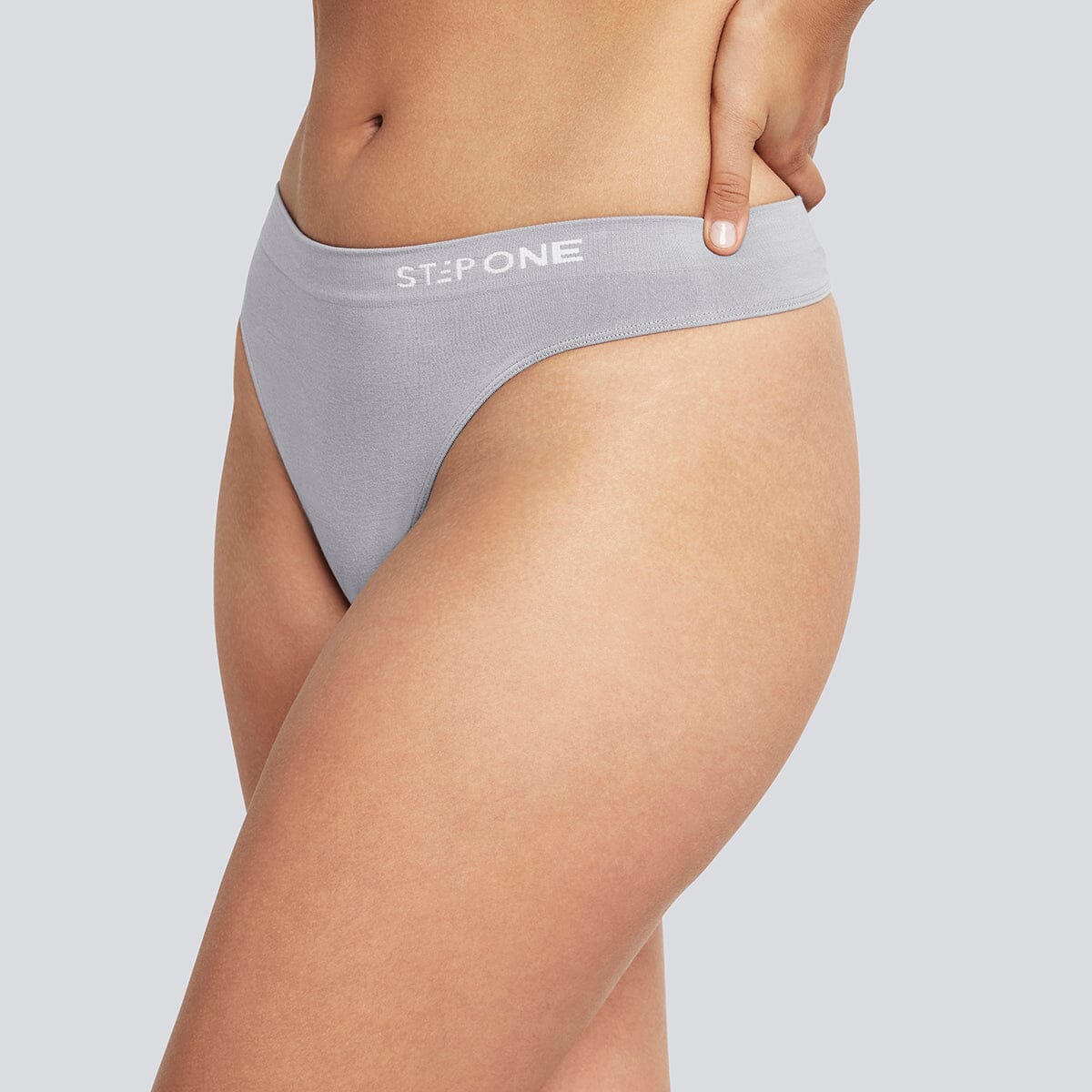 Women's SmoothFit Thong - Grey - Bamboo Underwear - Model:Natalia