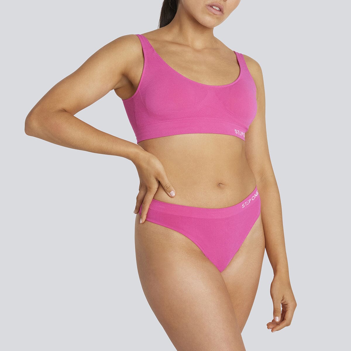 Women's SmoothFit Thong - Pink Yarrow - Bamboo Underwear - Model:Natalia