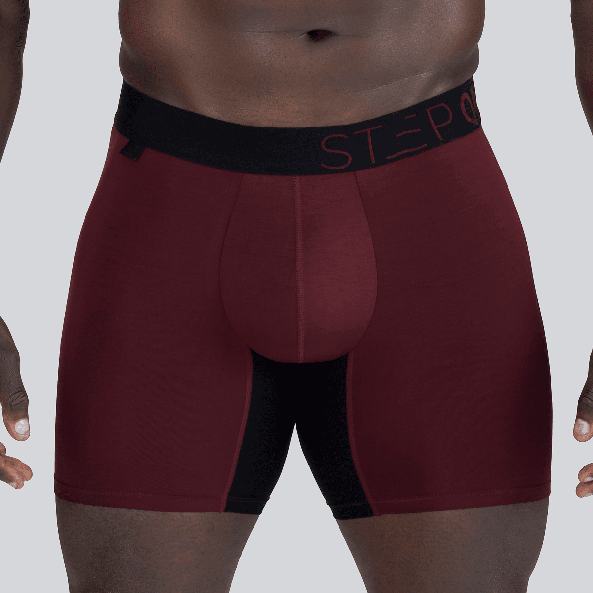 Boxer Brief - Burgundy & Black - Bamboo Underwear  - Model:Baba