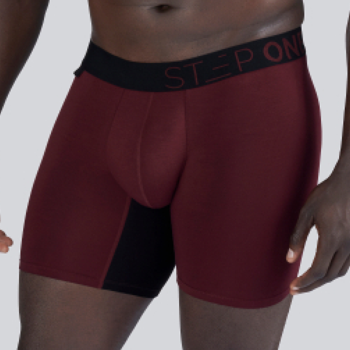 Boxer Brief - Burgundy & Black - Bamboo Underwear  - Model:Baba