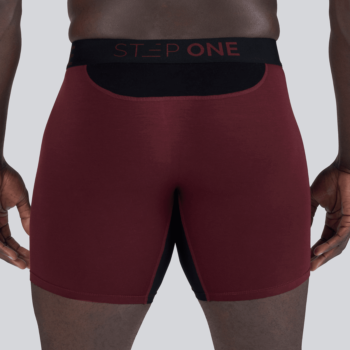 Boxer Brief - Burgundy & Black - Bamboo Underwear  - Model:Baba
