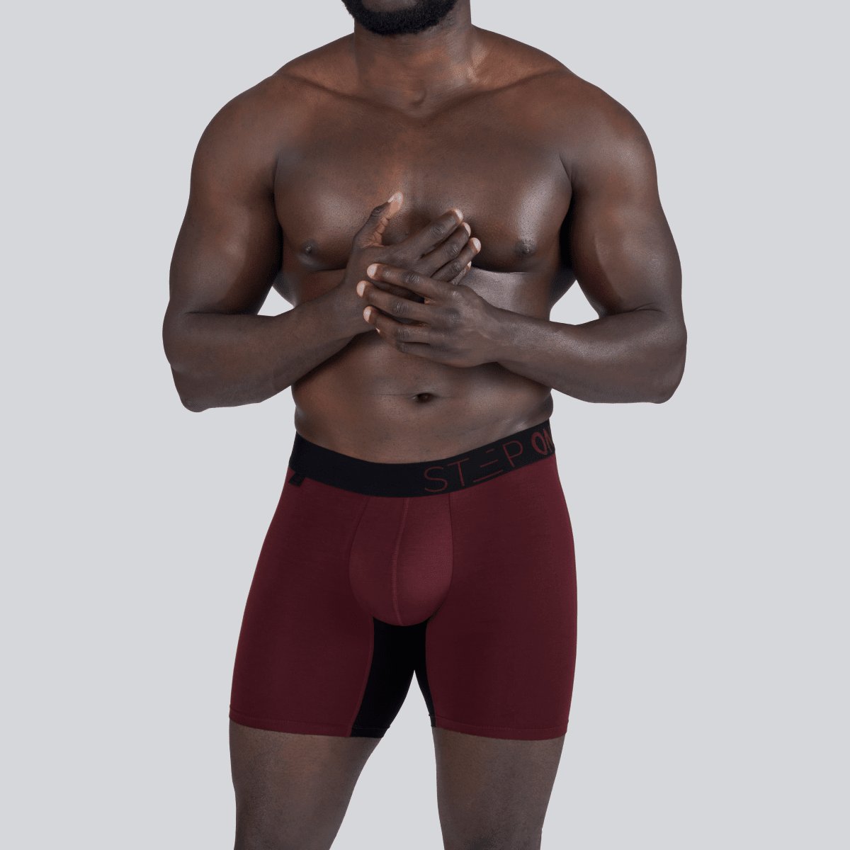 Boxer Brief - Burgundy & Black - Bamboo Underwear  - Model:Baba