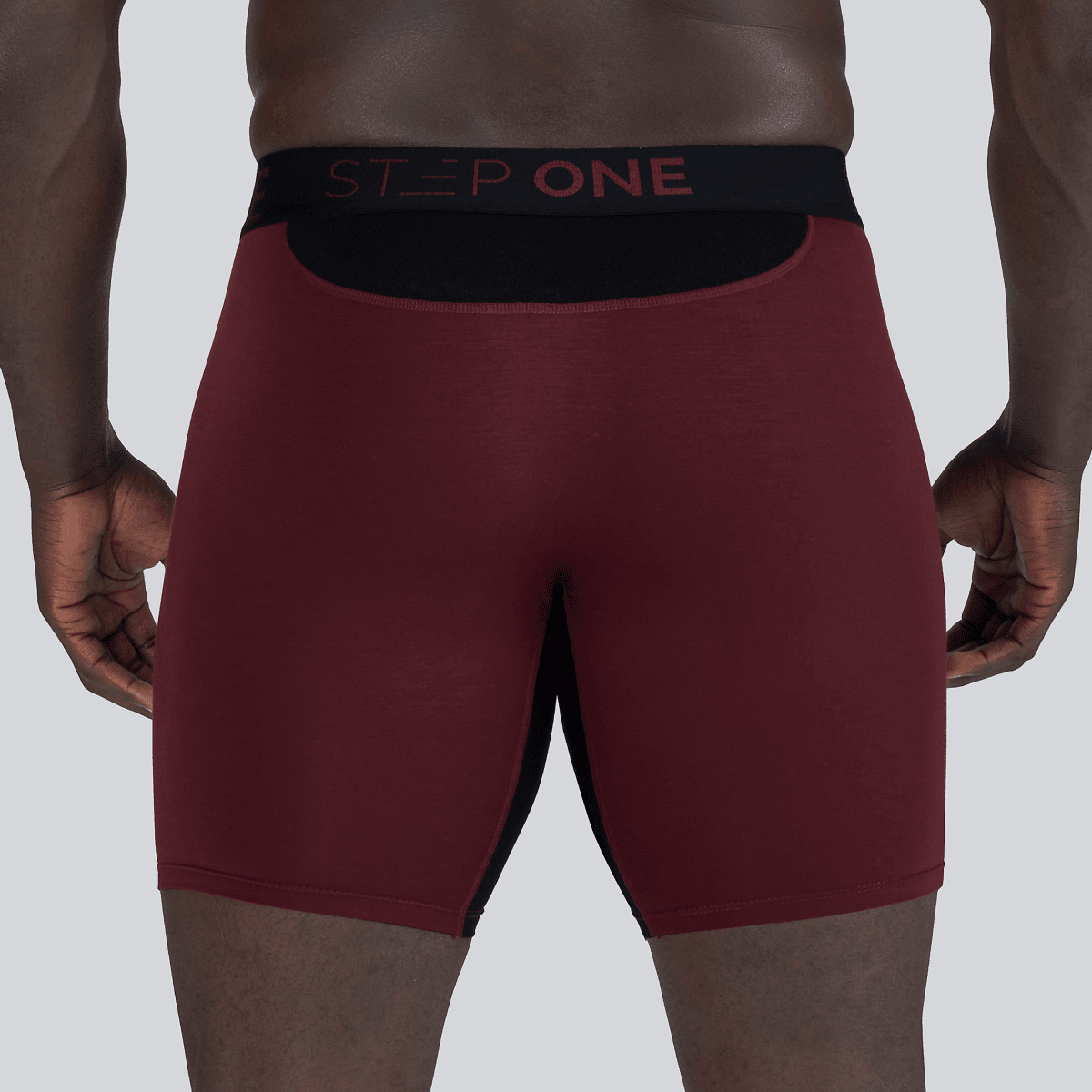 Boxer Brief Fly - Burgundy & Black - Bamboo Underwear  - Model:Baba