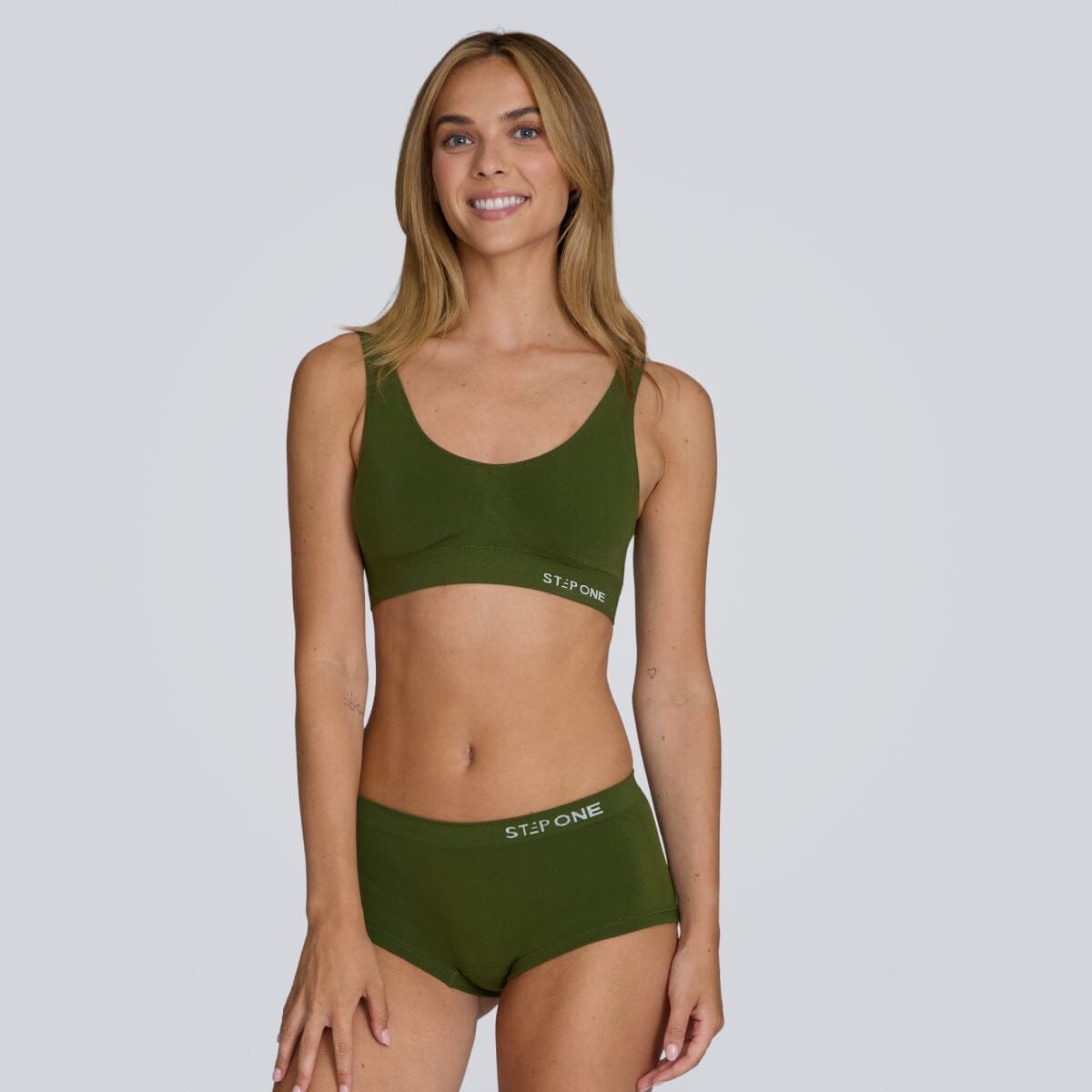Women's SmoothFit Padded Bra - Olive Green - Bamboo Underwear