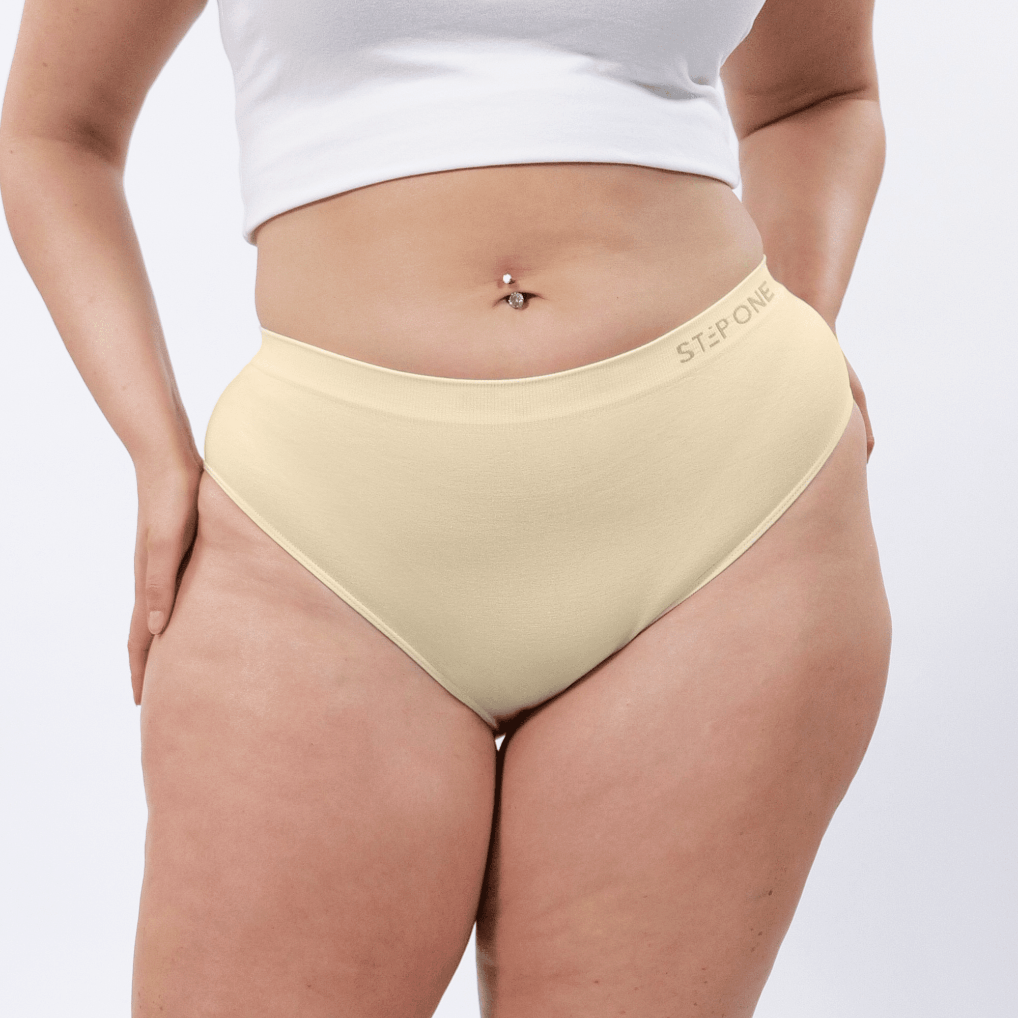 Women's Seamfree Bikini Brief - Chic Champagne - Model - #size_XL