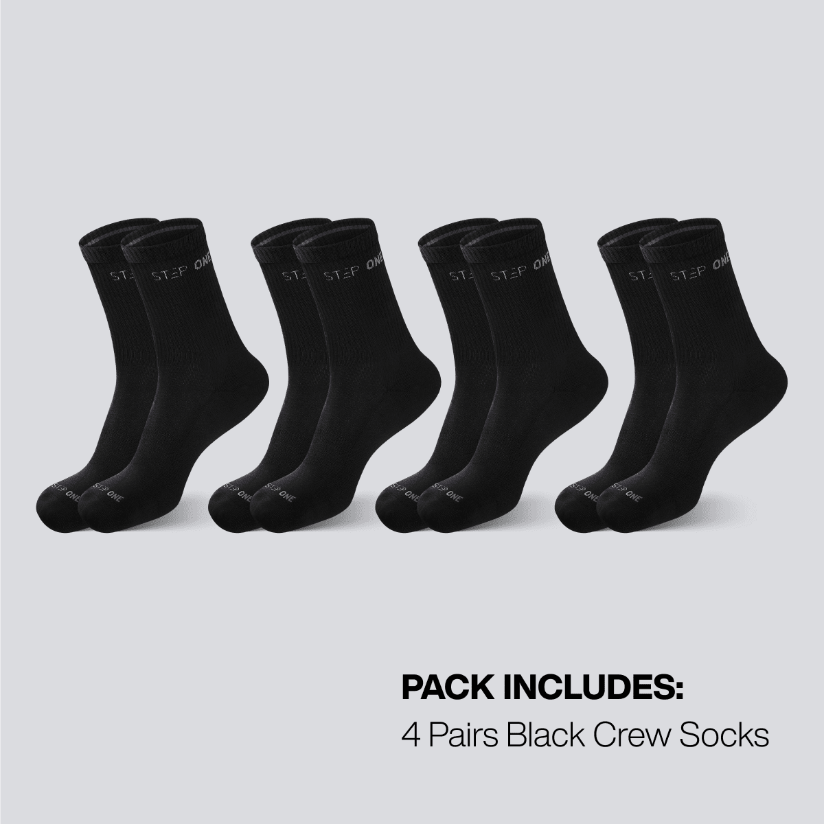 Crew Sock 4 Pack - Black - Bamboo Underwear