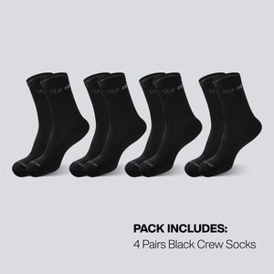 Crew Sock 4 Pack - Black - Bamboo Underwear