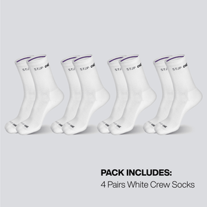 Crew Sock 4 Pack - White - Bamboo Underwear