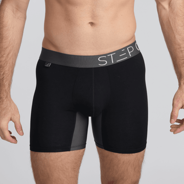 Men's Bamboo Underwear Boxers in black and grey - Model:Skyler