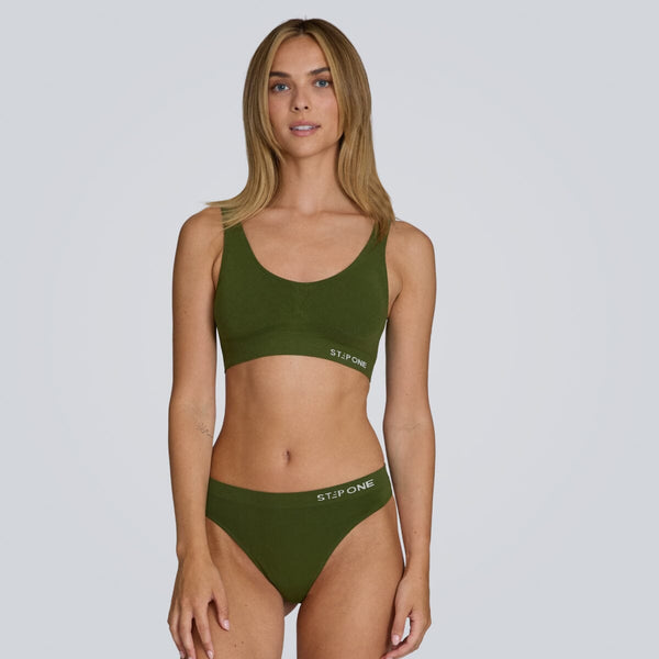 Women's SmoothFit Thong - Olive Green - Bamboo Underwear