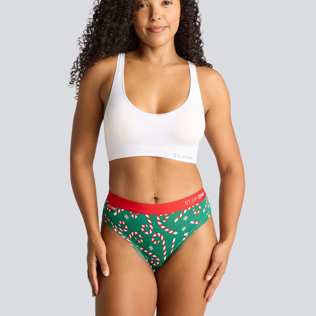 Women's Bikini Brief - Candy Canes - Bamboo Underwear - Model:Yolanda