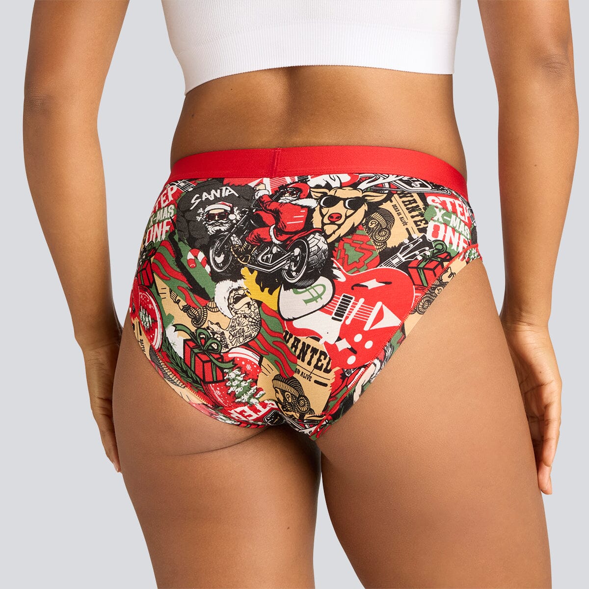 Women's Bikini Brief - Christmas Biker - Bamboo Underwear - Model:Yolanda